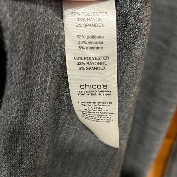 Ladies grey marled zip neck tunic top- Chico’s size 1/Medium - Picture 6 of 7